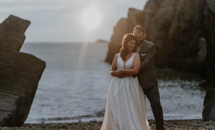 Bride & Groom Wedding Day at The Cliff Hotel & Spa on Cove/Beach